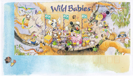 2001 Australian First Day Covers - Wild Babies - Miniature Sheet FDCs (2)