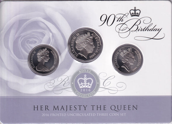 2016 Queen Elizabeth II 90th Birthday 3 Coin Set