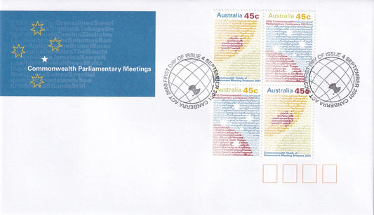 2001 Australian First Day Cover - 47th Commonwealth Parliamentary Conference and CHOGM -  FDC Block 4