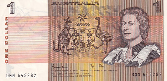 1982 Australian 1 Dollar Note - DNN 648282 - Johnston/Stone - R78 - Extremely Fine