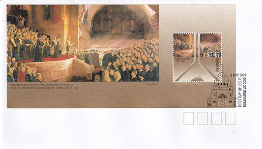 2001 Australian First Day Covers - Federal Parliament Centenary - Miniature Sheets FDC (2)