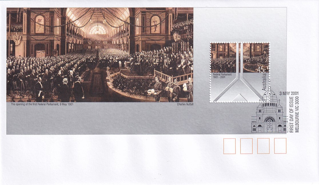 2001 Australian First Day Covers - Federal Parliament Centenary - Miniature Sheets FDC (2)