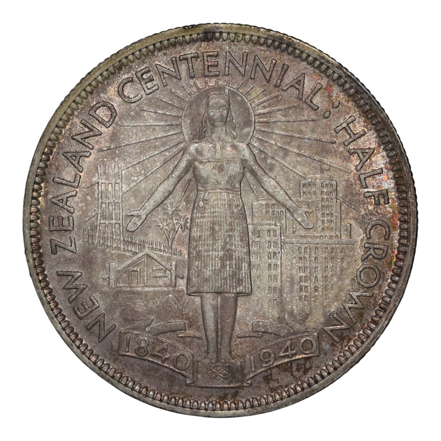 1940 New Zealand Silver Half Crown - Centennial