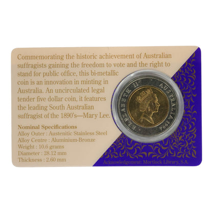 1994 $5 Coin - Centenary of Women’s Enfranchisement