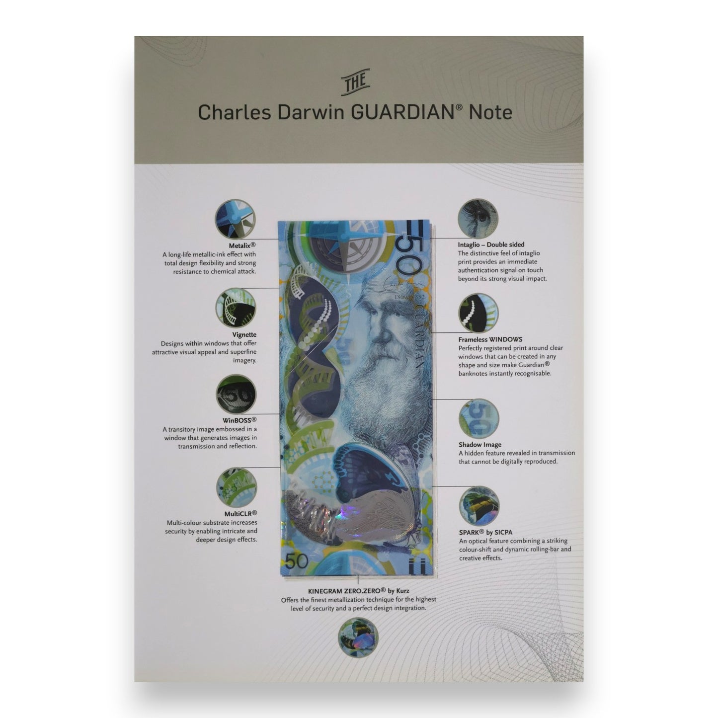 2012 CSIRO Trial Polymer Banknote - The Charles Darwin GUARDIAN® Note