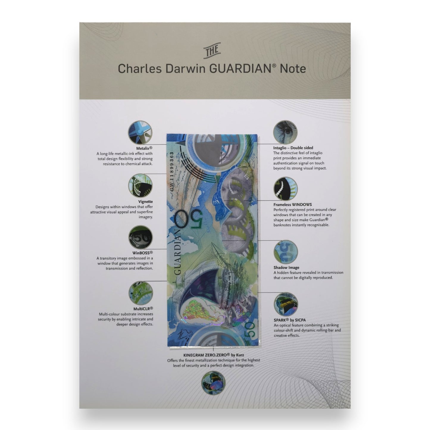 2012 CSIRO Trial Polymer Banknote - The Charles Darwin GUARDIAN® Note