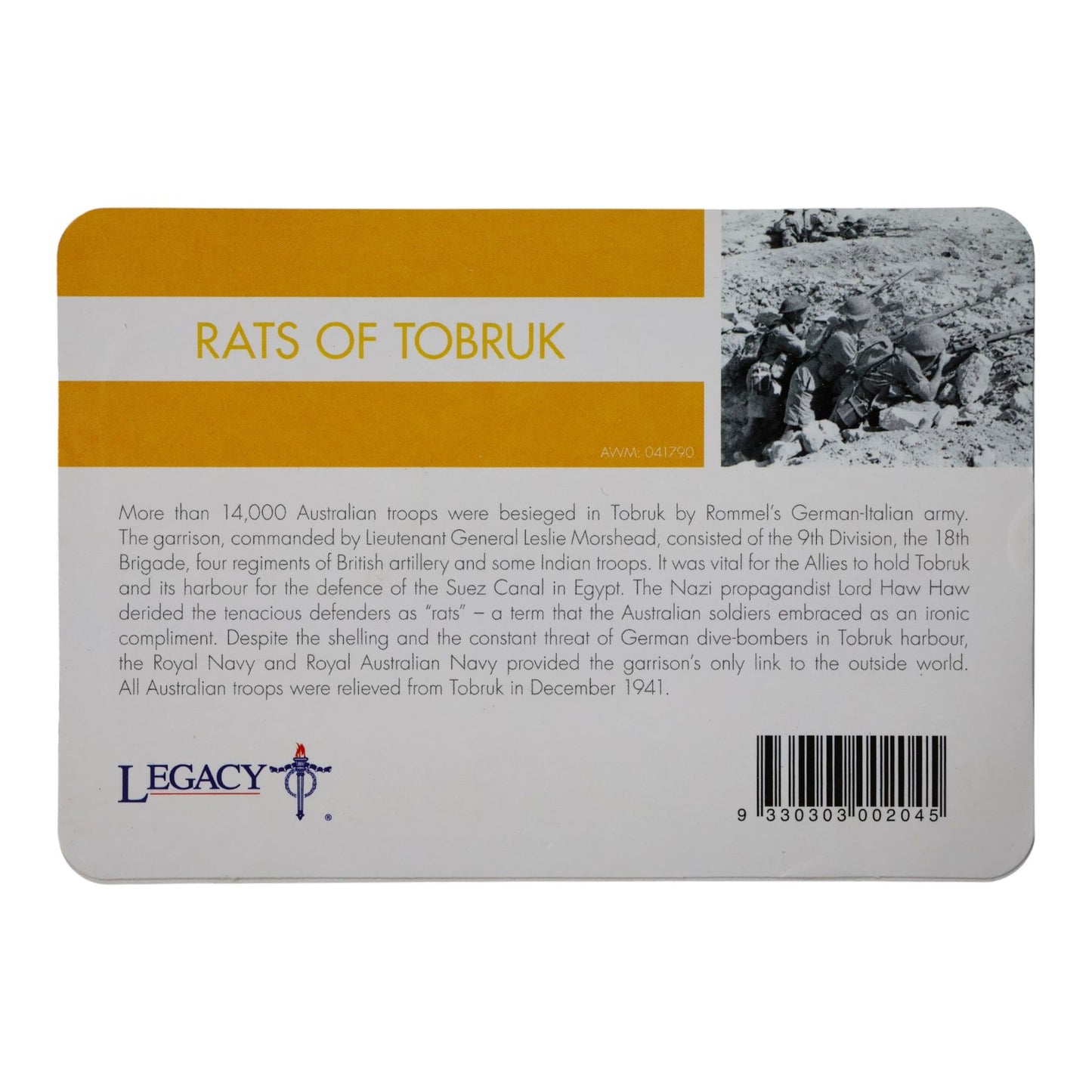 2016 20c Coin - 'Anzac to Afghanistan' - Rats of Tobruk