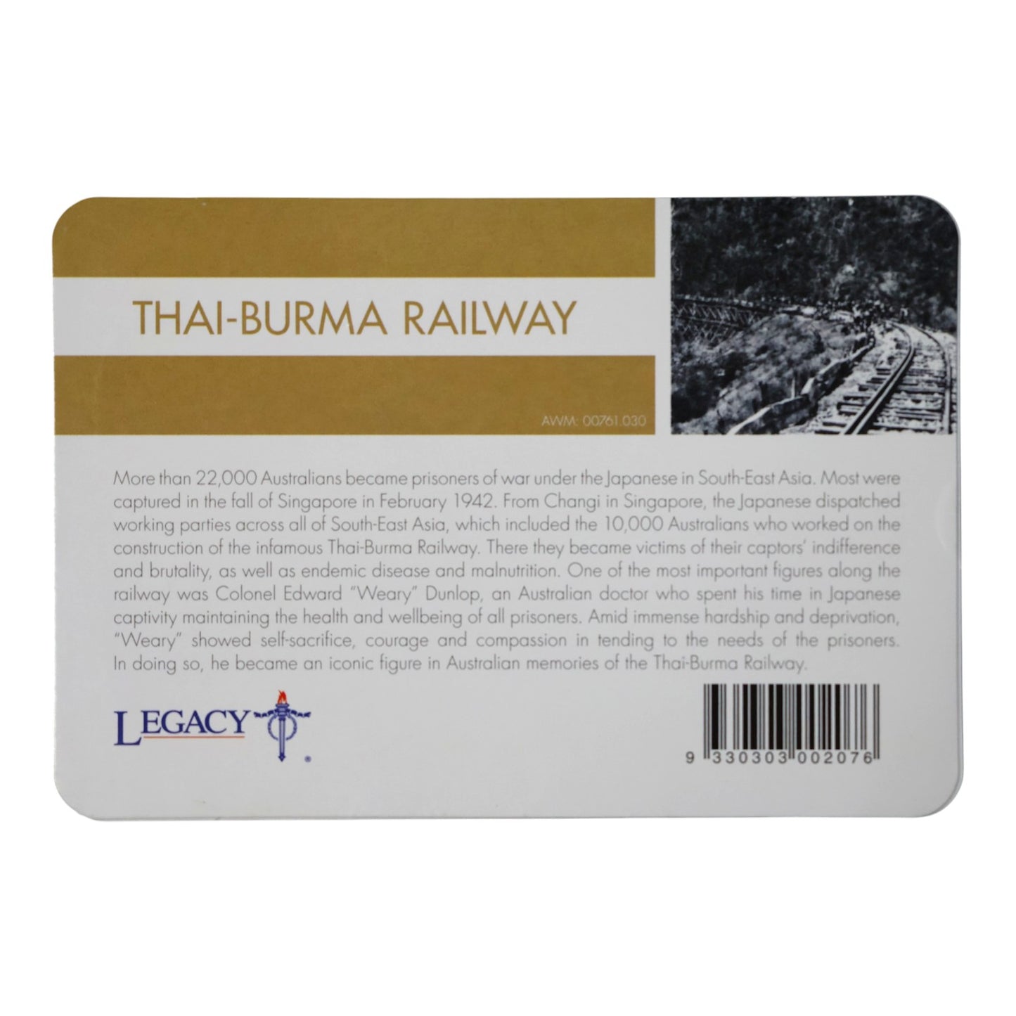 2016 20c Coin - 'Anzac to Afghanistan' - Thai-Burma Railway