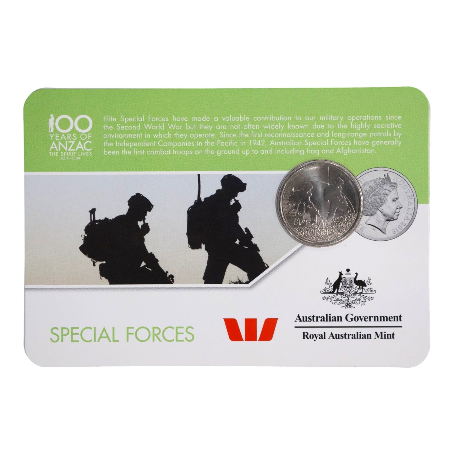 2016 20c Coin - 'Anzac to Afghanistan' - Special Forces