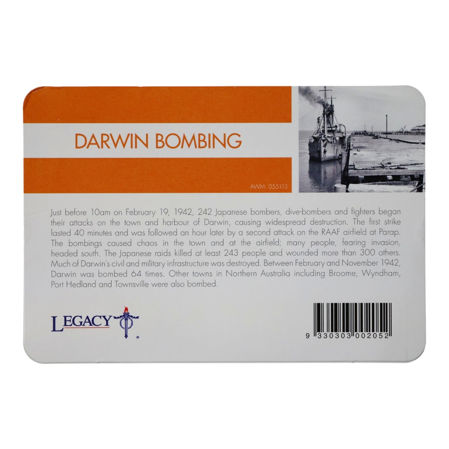 2016 20c Coin - 'Anzac to Afghanistan' - Darwin Bombing