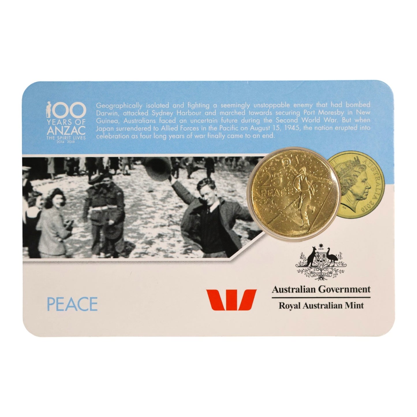 2016 25c Coin - 'Anzac to Afghanistan' - Peace