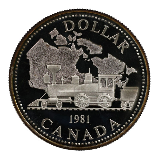 1981 Canada Silver $1 Coin - "Trans-Canada Railway" - Specimen Finish