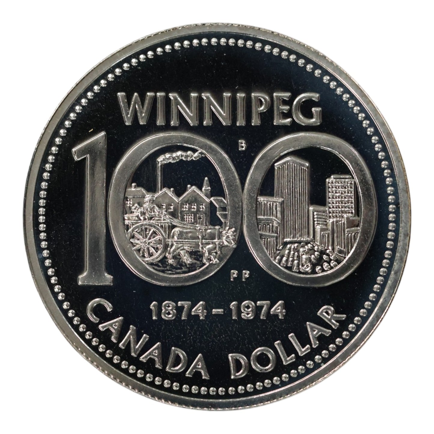 1974 Canada Silver $1 Coin - "Winnipeg Centennial" - Specimen Finish