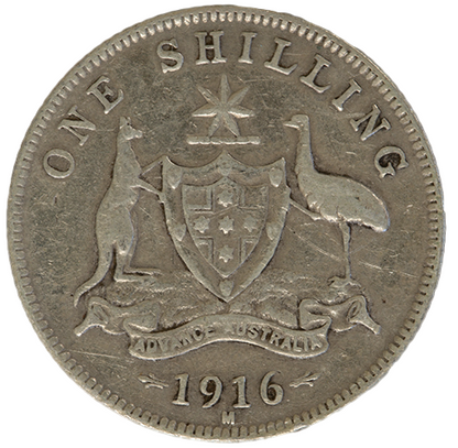 1916 'M' Australian Shilling - Very Good