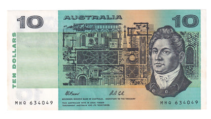 1991 Australian 10 Dollar Note Set - MHQ 634048/49/50 - Fraser/Cole with Plate Letter - R313a - Extremely Fine