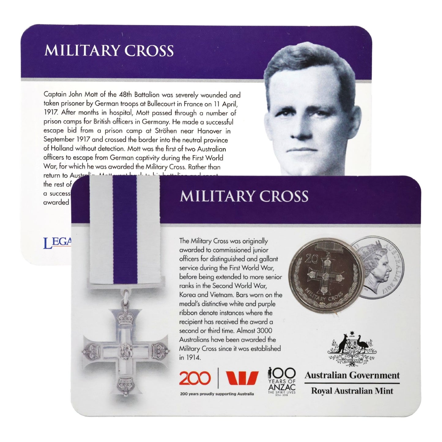 2017 Legends of the ANZACs: Medals of Honour (Individual Coincards)
