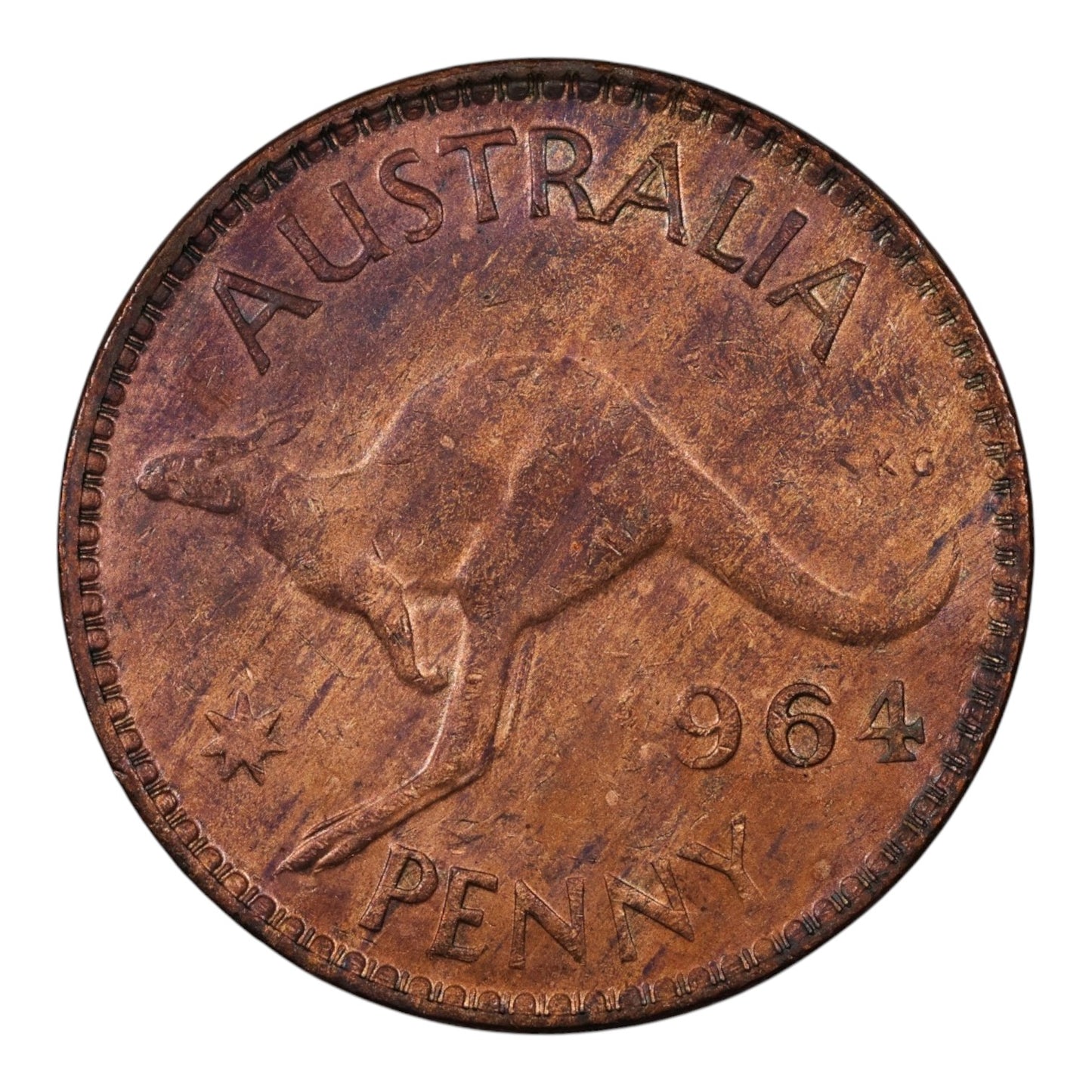 1964 Y. Australian Penny - "Missing 1" variety - EF (Details - Scratched/Wiped)