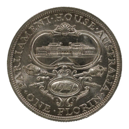 1927 Florin - Parliament House/Canberra Florin - Uncirculated (Details – Cleaned/Altered)