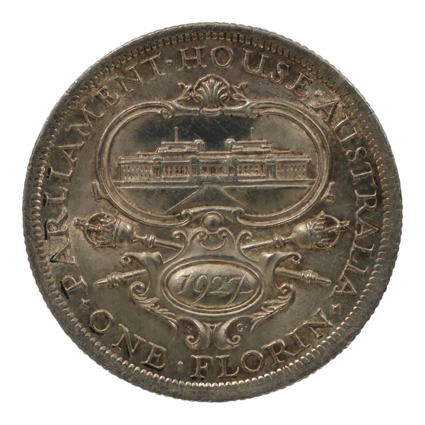 1927 Florin - Parliament House/Canberra Florin - aUnc / Uncirculated (Details – Cleaned/Altered)