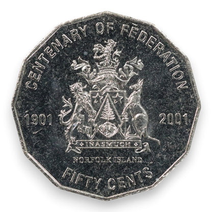 2001 50c Coin - Centenary of Federation - Norfolk Island - Uncirculated