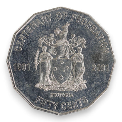 2001 50c Coin - Centenary of Federation - Victoria - Uncirculated