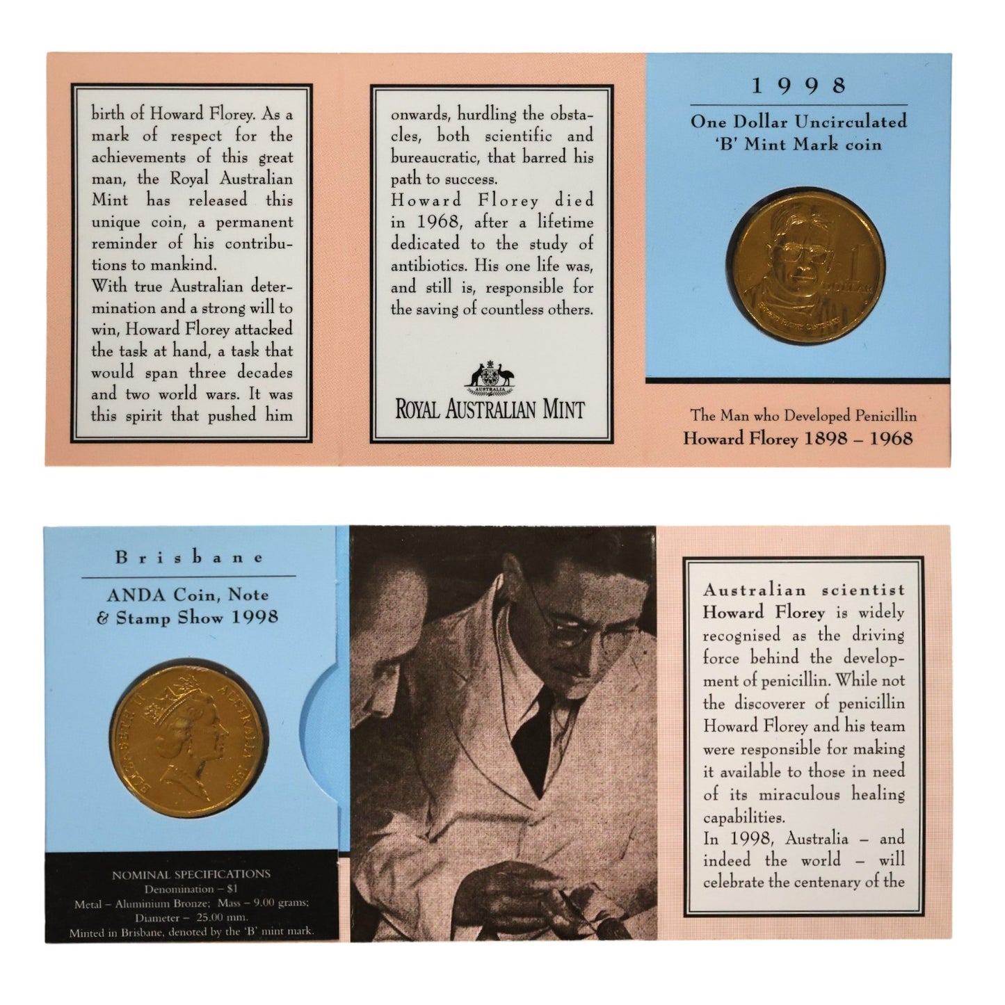1998 $1 Coin - 100th Anniversary of Howard Florey