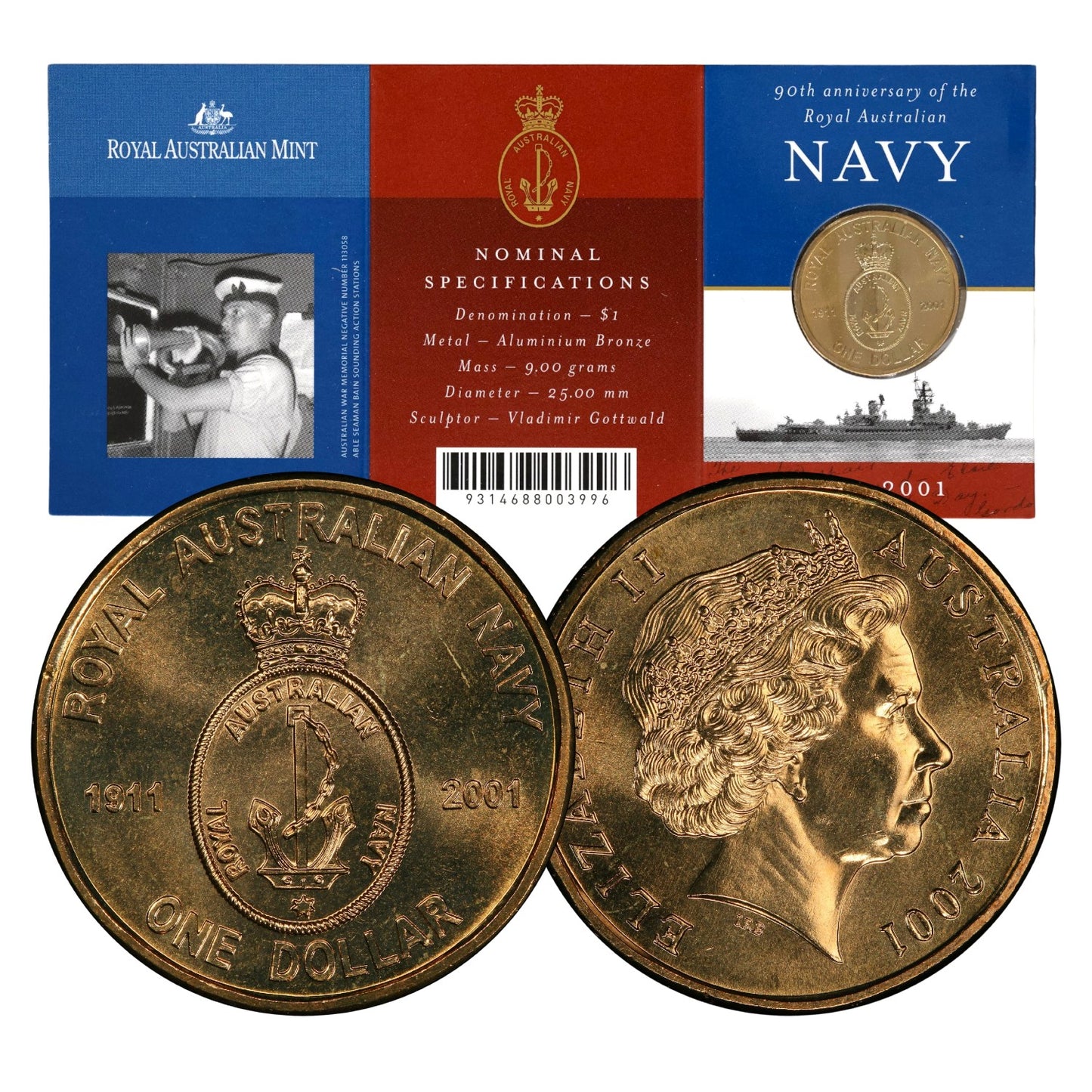 2001 $1 Coin - 90th Anniversary of the Navy