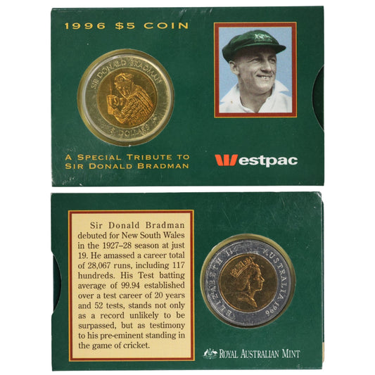 1996 $5 Coin - Sir Donald Bradman Tribut