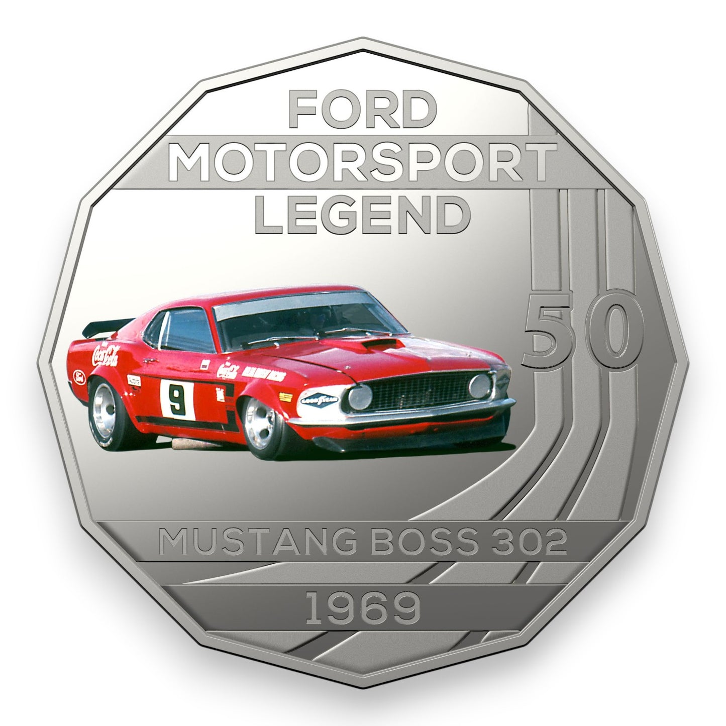 2018 50c Coin - Ford High Octane - 1969 Mustang Boss 302 Trans-Am