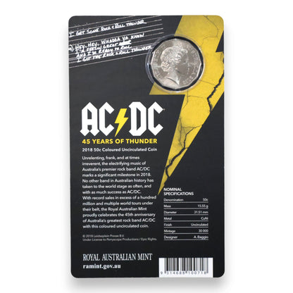 2018 50c Coin - AC/DC 45 Years of Thunder