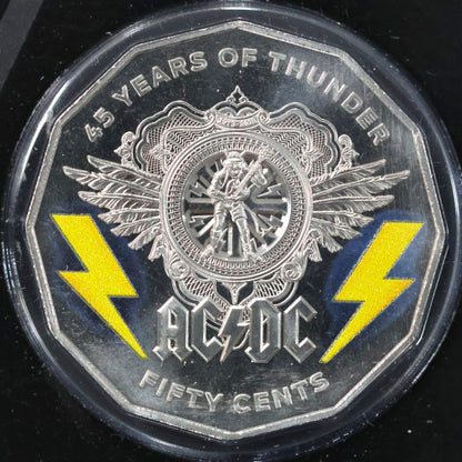 2018 50c Coin - AC/DC 45 Years of Thunder