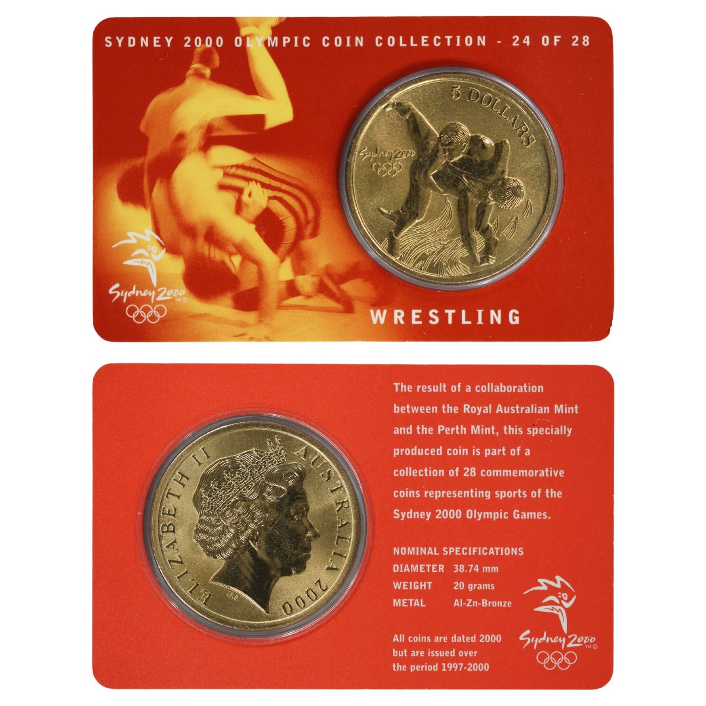 2000 $5 Coin - Sydney 2000 Olympics - Wrestling