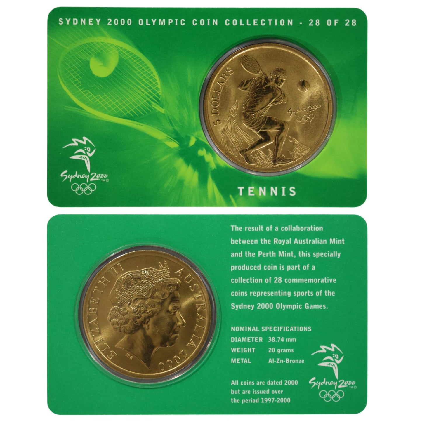 2000 $5 Coin - Sydney 2000 Olympics - Tennis