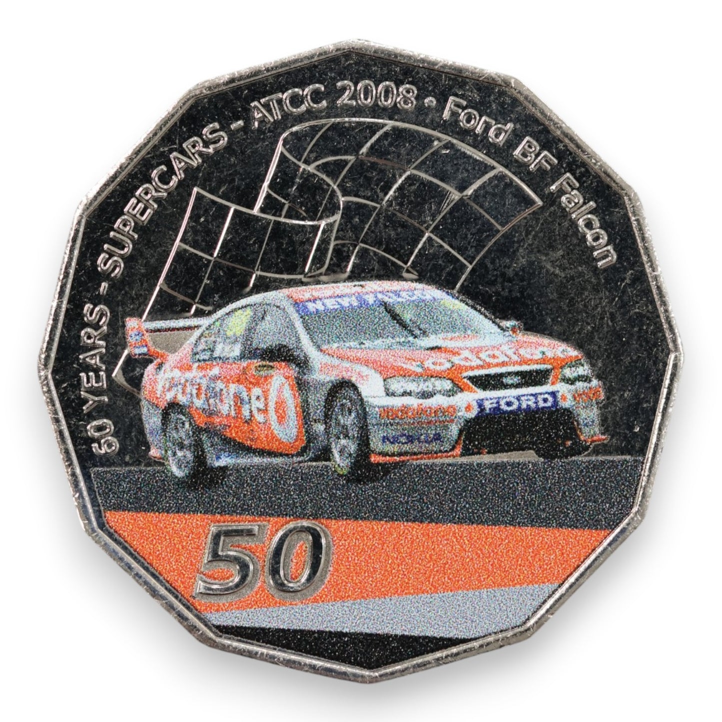 2020 50c Coin - 2008 Ford BF Falcon - 60 Years of Supercars - Uncirculated