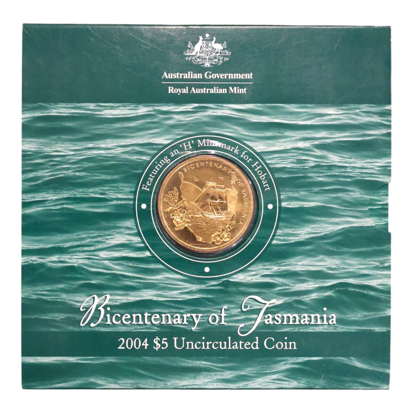 2004 $5 Coin - Bicentenary of Tasmania - 'H' Mintmark