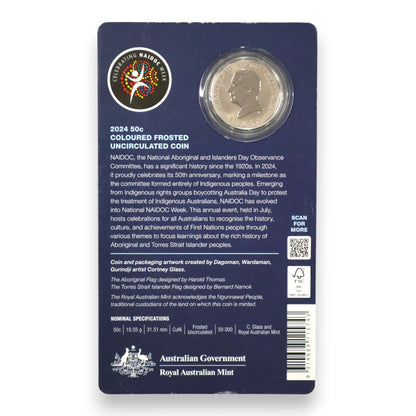 2024 50c Coloured Frosted Uncirculated Coin - NAIDOC Week