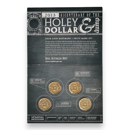 2013 Four $1 Coin Mintmark and Privy Mark Set - Bicentenary of the Holey Dollar and Dump