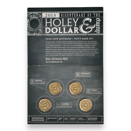 2013 Four $1 Coin Mintmark and Privy Mark Set - Bicentenary of the Holey Dollar and Dump
