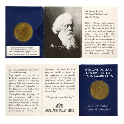 1996 $1 Coin - 100th Anniversary of the Death of Sir Henry Parkes