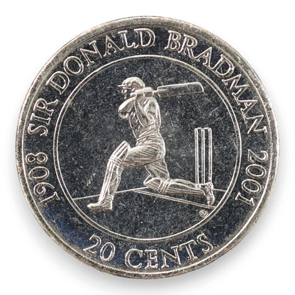 2001 20c Coin - Sir Donald Bradman - Uncirculated