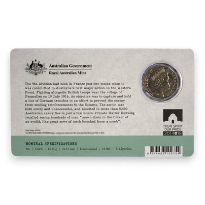 2016 50c Coin - The Western Front - The Battle of Fromelles
