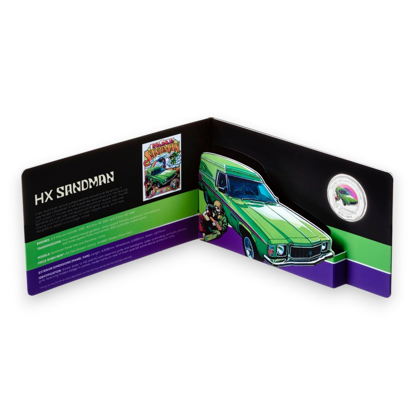2016 50c Coloured Uncirculated Coin – Holden Heritage Collection: HX Sandman