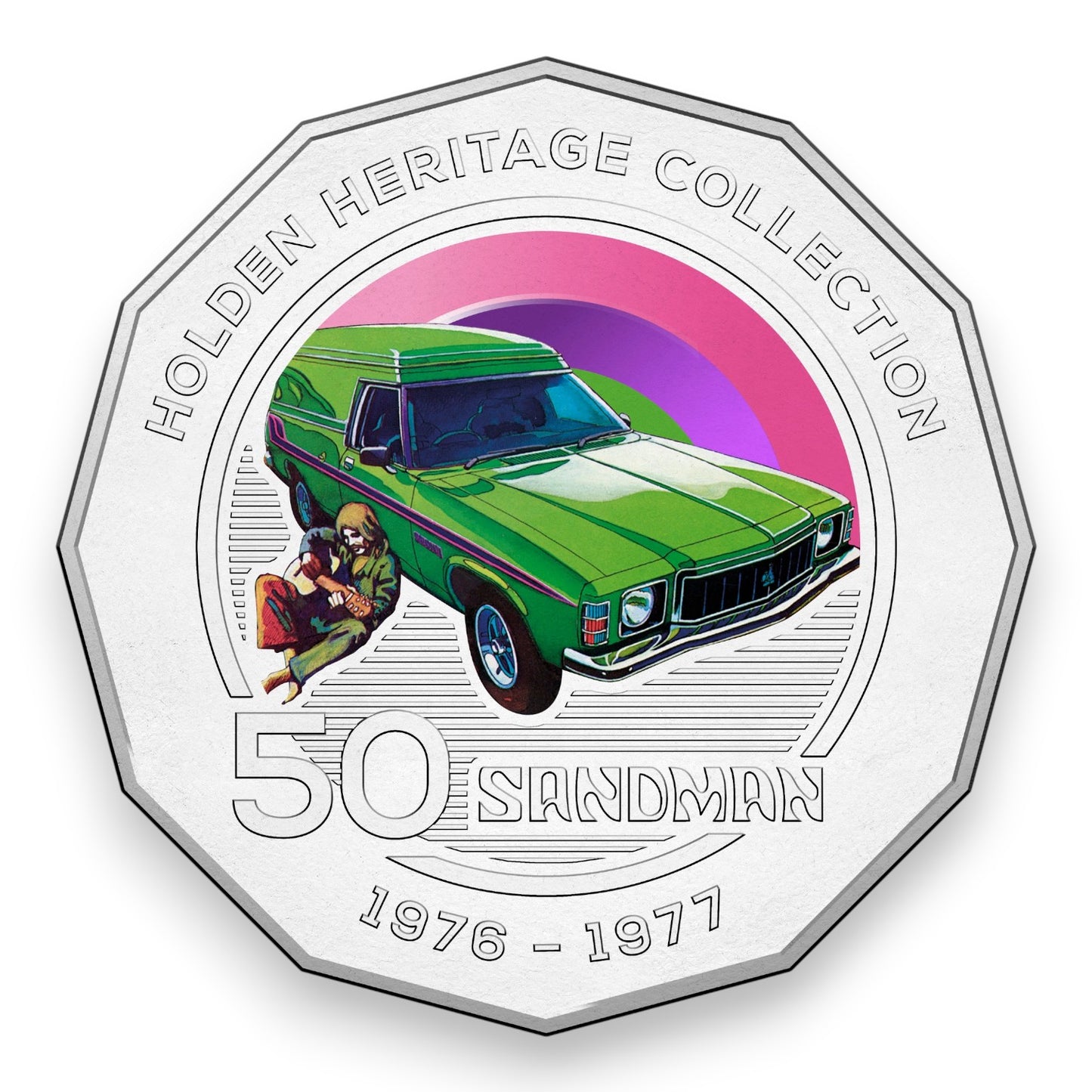 2016 50c Coloured Uncirculated Coin – Holden Heritage Collection: HX Sandman