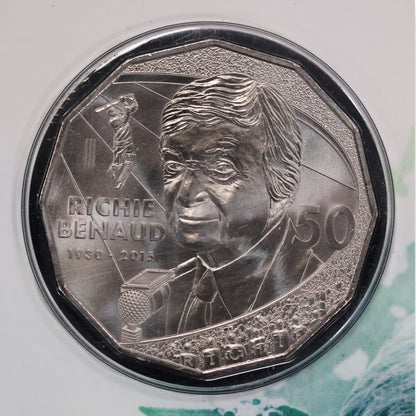 2017 50c Uncirculated Coin – Richie Benaud: The Voice of Cricket