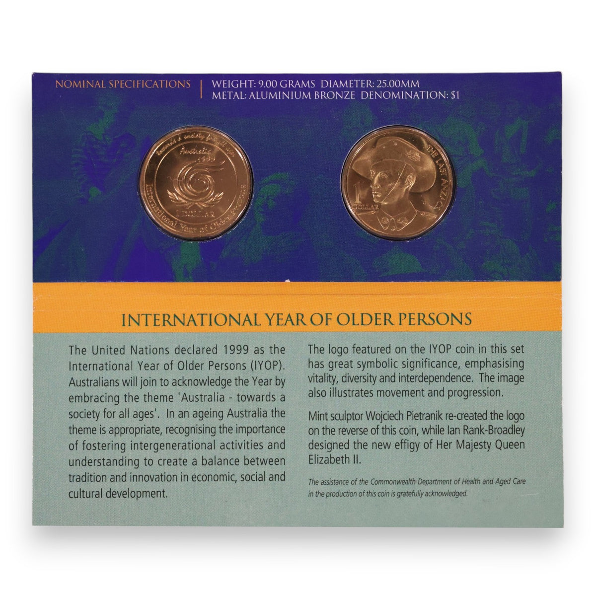 1999 Uncirculated $1 Coin Dual Pack - 'C' Last ANZACS and Year of Older Persons