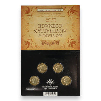2010 $1 Uncirculated Four-Coin Set – Centenary of Australian Coinage (CBM&S Mintmark & Privy Mark Set)