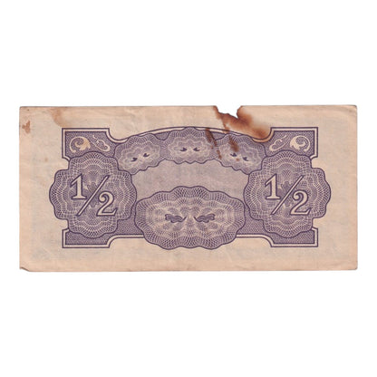 1942 Oceania Banknote - Japanese Occupation - ½ Shilling - p1c - Very Good