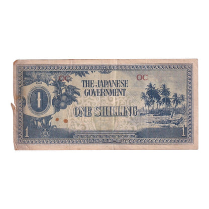 1942 Oceania Banknote - Japanese Occupation - 1 Shilling - p2a - Fine