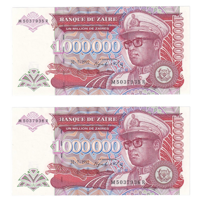 1992-1993 Zaire Banknote Collection - Uncirculated 1992-1993 Issues (11-Note Lot)