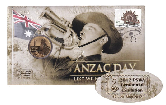 2012 Perth Mint PNC - ANZAC Day - Lest We Forget - PWSA Centennial Exhibition Overprint
